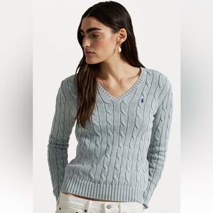 Polo Ralph Lauren Cable-Knit Cotton V-Neck Sweater